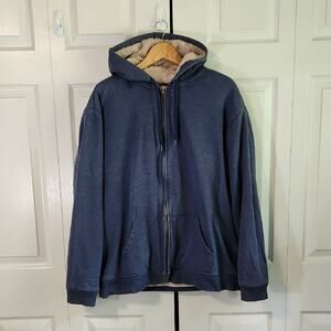 Levi's Mens Sherpa Lined Blue Hoodie Jacket Size XXL Full Zip Casual Workwear